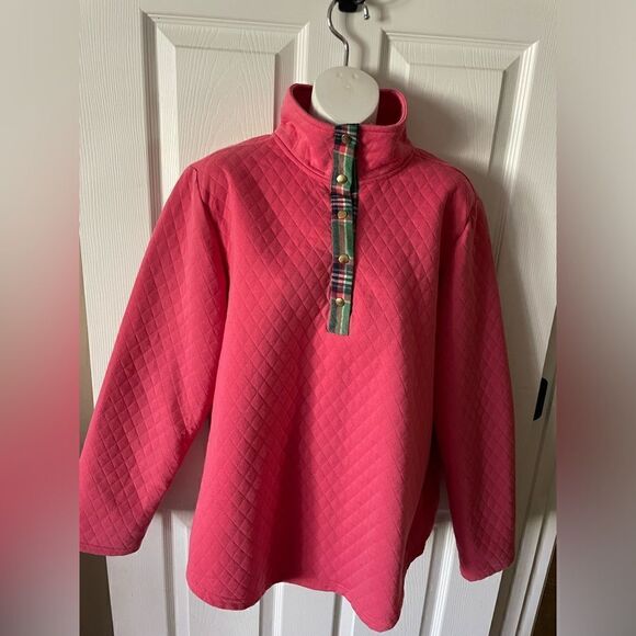 Women’s Quilted Pullover With Plaid Accents Size M 8/10 - Picture 2 of 7